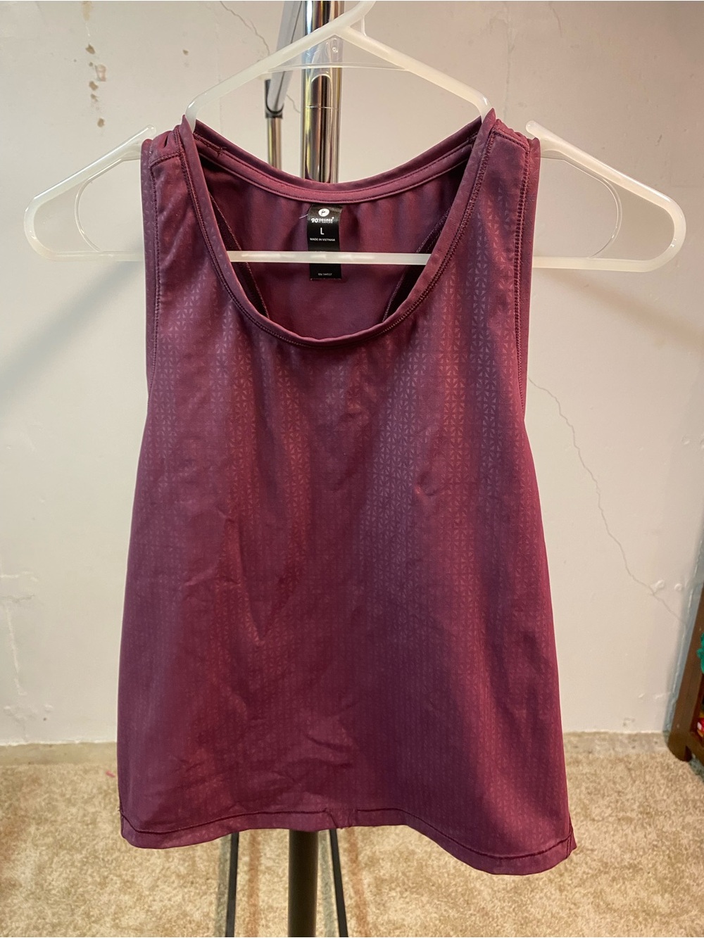 90 Degree Athletic Plum Tank Top - Women's Performance Sleeveless Top Size Large